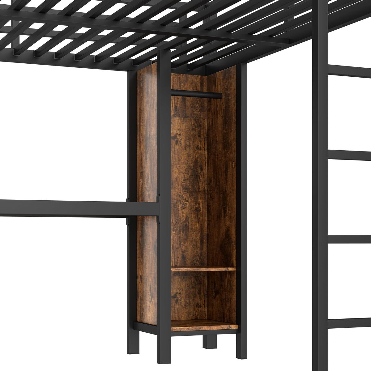 Metal Loft Bed with Wardrobe and L-Shaped Desk, photo 8 of 10