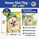Pomeranian Sissy House Flag 28x40 Porch Sleeve Pole Decorative Outside Yard Banner Artwork Wall Hanging, Polyester