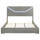 Ives Eastern King Panel Bed LED Headboard Grey High Gloss