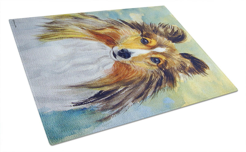 Sheltie Toby Glass Cutting Board Large 7397LCB