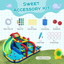 Inflatable Double Water Slide Park with Obstacle Course and 680W Blower by LJGDeals