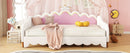 Extending Daybed With LED Lights, Modern Upholstered Princess Daybed With Crown Headboard by HouseOfZazla