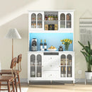 73 Inch Kitchen Pantry Storage Cabinet Freestanding Buffet Cabinet with LED Lights-White by LJGDeals