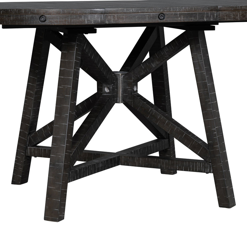 5-Piece Retro Functional Dining Set with Extendable Round Table with Removable Middle Leaf and 4 Upholstered Chairs for Dining Room and Living Room (Black)