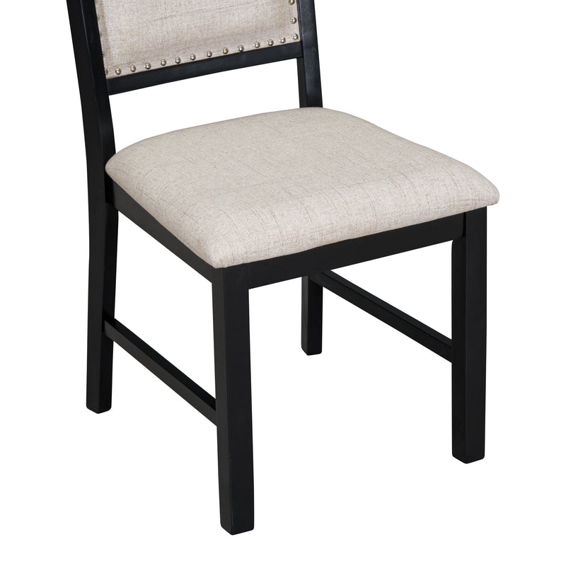 5-Piece Retro Dining Set, Rectangular Wooden Dining Table and 4 Upholstered Chairs for Dining Room and Kitchen (Black)