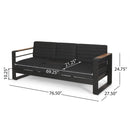 Giovanna 3-Seater Sofa with Aluminum Frame and Water-Repellent Cushions - Black by HouseOfZazla