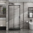 Corner Shower Enclosure, Sliding Door - Matte Black by HouseOfZazla