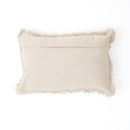 Linen Printed Lumbar Throw Pillow with Fringes (Blue & Grey) 16x24