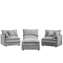 Contemporary Modular Sectional Sofa, 105 Inch L-Shaped Couch Set with Movable Ottoman, Chenille Grey