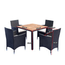 Outdoor Patio Wicker Dining Set With Acacia Wood Top by HouseOfZazla
