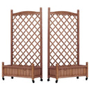 Raised Garden Bed With Trellis 2 Pack, Outdoor Planter Box & Plant Stand With Climbing Racks - Brown