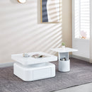 2 Pieces White MDF Square Coffee Table Set for Living Room, Bedroom