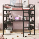 Loft Bed With 4 Layers Of Shelves And L-Shaped Desk, Stylish Metal Frame Bed With A Set Of Sockets, USB Ports And And Wireless Charging by HouseOfZazla