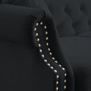 79" Chesterfield Sofa Black Velvet for Living Room, 3 Seater Sofa Tufted Couch with Rolled Arms and Nailhead for Living Room, Bedroom, Office, Apartment, 3S+2S