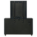 Ravenne 6-drawer Velvet Upholstered LED Dresser and Mirror Black