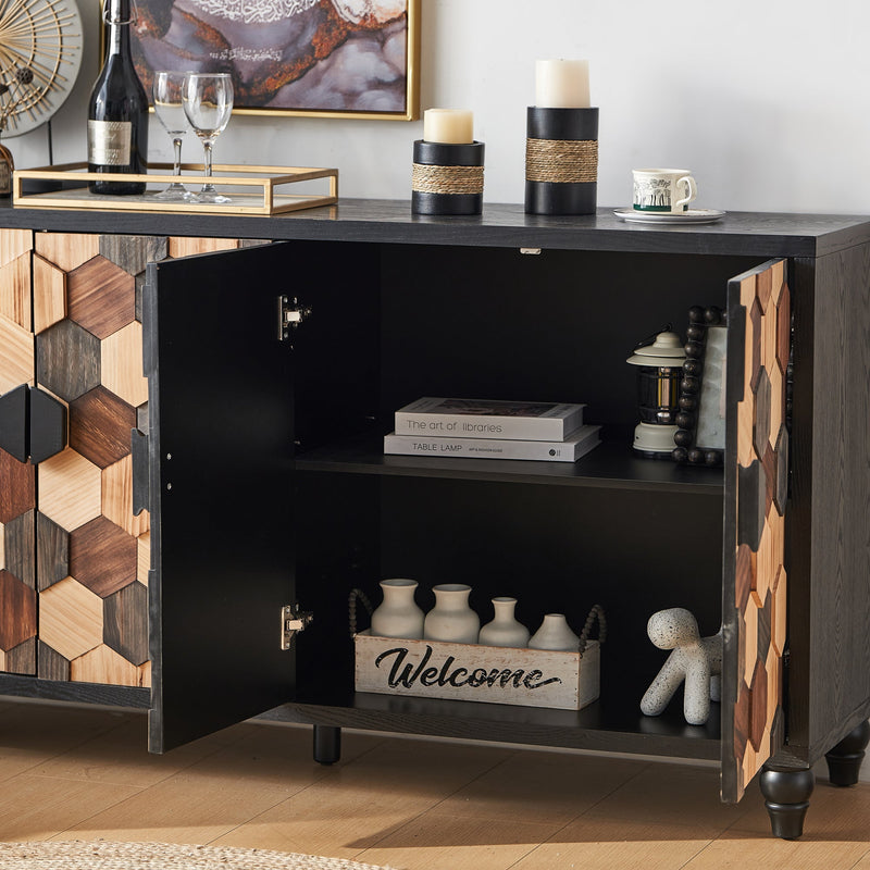 Distressed Storage Cabinet with Honeycomb Pattern, photo 3 of 10