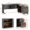L-Shaped Executive Desk With File Cabinet, Office Workstation With Drawers, Shelves & Storage by HouseOfZazla