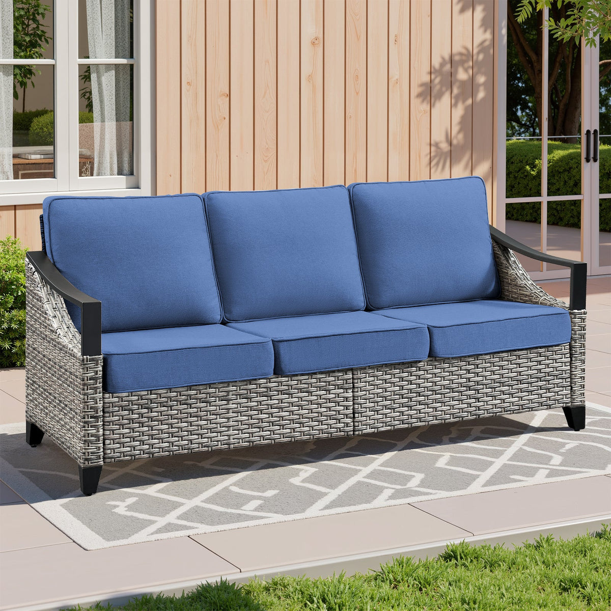 73.4" Wide Outdoor Wicker Sofa, photo 10 of 10