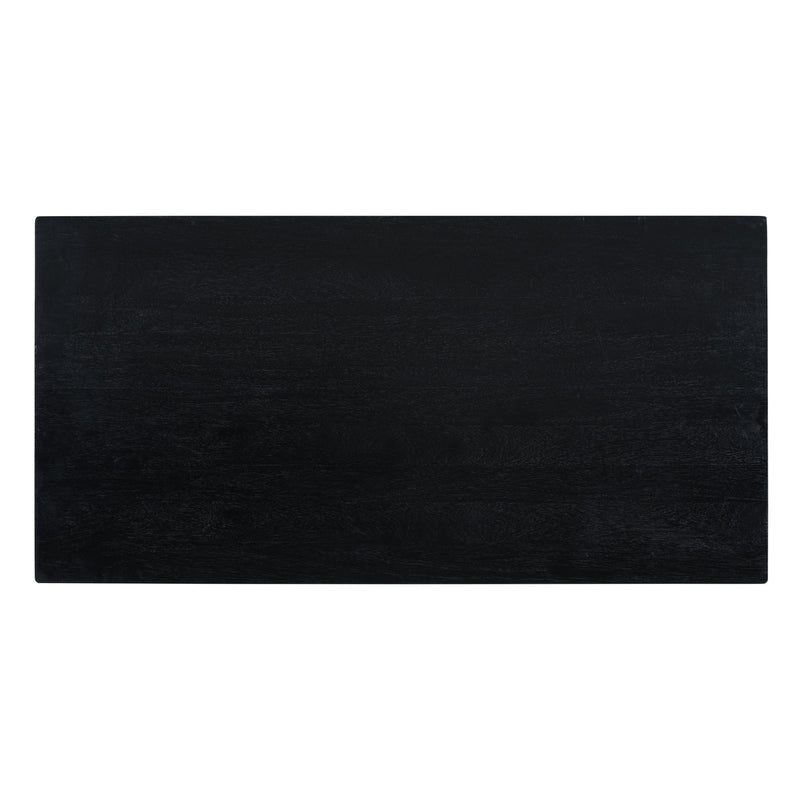 5-Piece Retro Dining Set, Rectangular Wooden Dining Table and 4 Upholstered Chairs for Dining Room and Kitchen (Black)