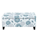 Luxury Storage Ottoman With Floral Patterned Fabric, Soft-Close Hinges, Multi Functional