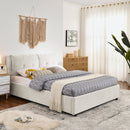 Queen Size Storage Upholstered Hydraulic Platform Bed with Integrated Headboard, Chenille Fabric, Beige