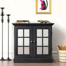 Sideboard Cabinet With Mirrored Doors, Adjustable Shelf, Metal Handles by HouseOfZazla