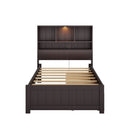 Platform Bed With Bookcase Headboard, Built-In Downlight, Charging Station, And 2 Side Drawers by HouseOfZazla