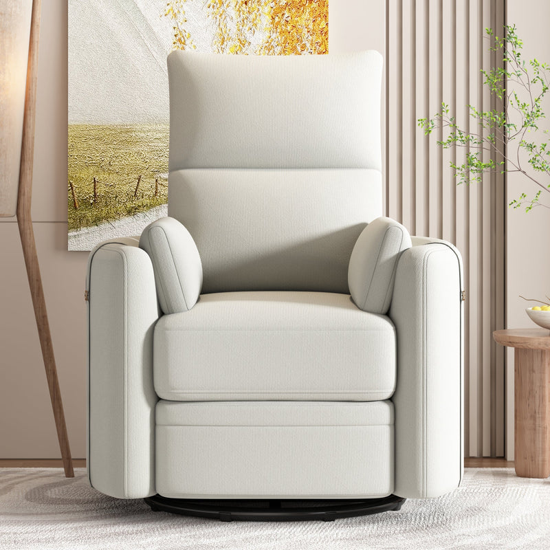 360 Degree Swivel Recliner Theater Recliner Manual Rocker Recliner Chair with Two Removable Pillows for Living Room, Beige
