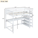 Loft Bed With Storage Shelves And Under Bed Desk by Unique Piece Furniture