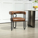 Contemporary Designed Chenille Fabric Upholstered Accent/Dining Chair/Barrel Side Chairs Kitchen Armchair for Living Room set of 1 (Light Brown PU)