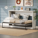 Twin Size Horizontal Murphy Bed With Dual Piston System, Space Saving Wall Bed Folds Into Cabinet - Rustic White by HouseOfZazla
