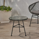 Petrichor Outdoor Side Table with Tempered Glass and Steel Frame by HouseOfZazla