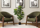 41" Tall, Artificial Plant, Fiddle Tree, Indoor, Faux, Fake, Floor, Greenery, Potted, Real Touch, Decorative - Green / Black by Unique Piece Furniture