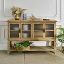 Rectangle Accent Sideboard Cabinet With Storage Shelf, Cabinet For Kitchen - Natural Wood by HouseOfZazla