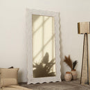 Handcarved Wave Design Rectangle Mirror Accent Enhancing Space - Antique White by Unique Piece Furniture