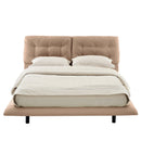 Queen Size Upholstered Floating Bed Frame with LED Lights, Khaki by HouseOfZazla