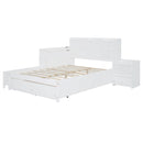 Platform Bed With Multi Functional Storage Space, Nightstand, 2 Drawers, USB Ports And Desk by HouseOfZazla