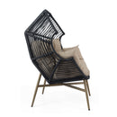 Cori Outdoor Patio Black Faux Wicker Egg Chair with Khaki Cushion, Weather-Resistant, Handwoven PE Rattan and Iron Frame