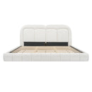King Size Boucle Upholstered Platform Bed with Tufted Headboard