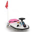 24V brushless drift car,Toddler Ride on Car, Music, Bluetooth --White pink