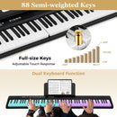 88 Key Foldable Piano Keyboard Portable Semi Weighted Electric Piano-Black by LJGDeals