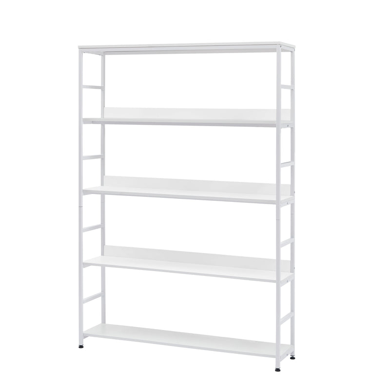 5-Tier Home Office Bookcase Open Bookshelf Storage Large 5 Shelf Bookshelf Furniture with Metal Frame, White