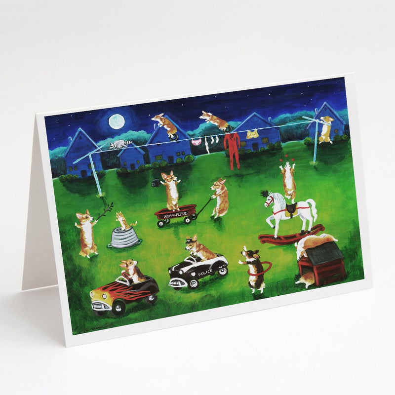 Corgi Backyard Circus Greeting Cards and Envelopes Pack of 8