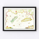Vintage Map of Re & Oleron, France 1665