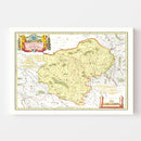 Vintage Map of Bourges & Nevers France 1665