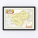 Vintage Map of Bourges & Nevers France 1665