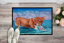 Corgi Sea Shell Find Doormat Indoor Outdoor 18H X 27W Front Door Mat Rugs for Entryway, Non Slip Washable