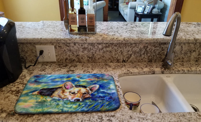 Corgi Tuckered Out Dish Drying Mat – Absorbent, Artistic Kitchen Essentials 7409DDM