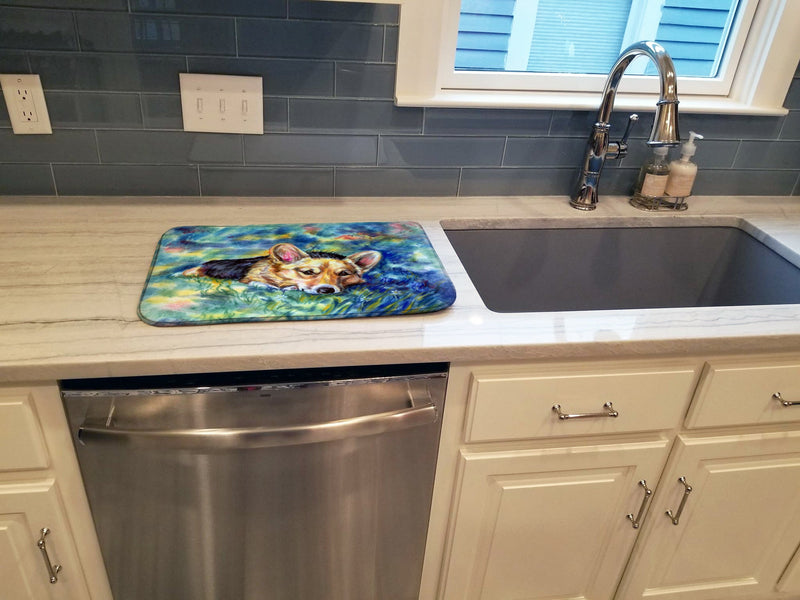 Corgi Tuckered Out Dish Drying Mat – Absorbent, Artistic Kitchen Essentials 7409DDM
