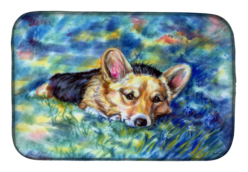 Corgi Tuckered Out Dish Drying Mat – Absorbent, Artistic Kitchen Essentials 7409DDM